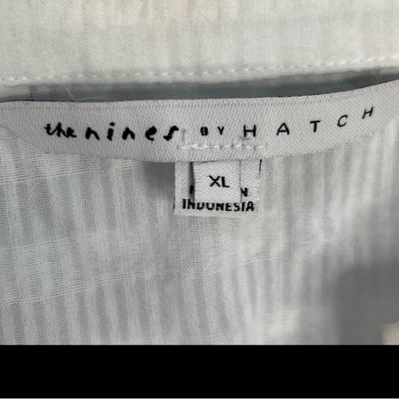 The Nines by Hatch maternity white cotton striped lightweight button-down top XL - Picture 6 of 8